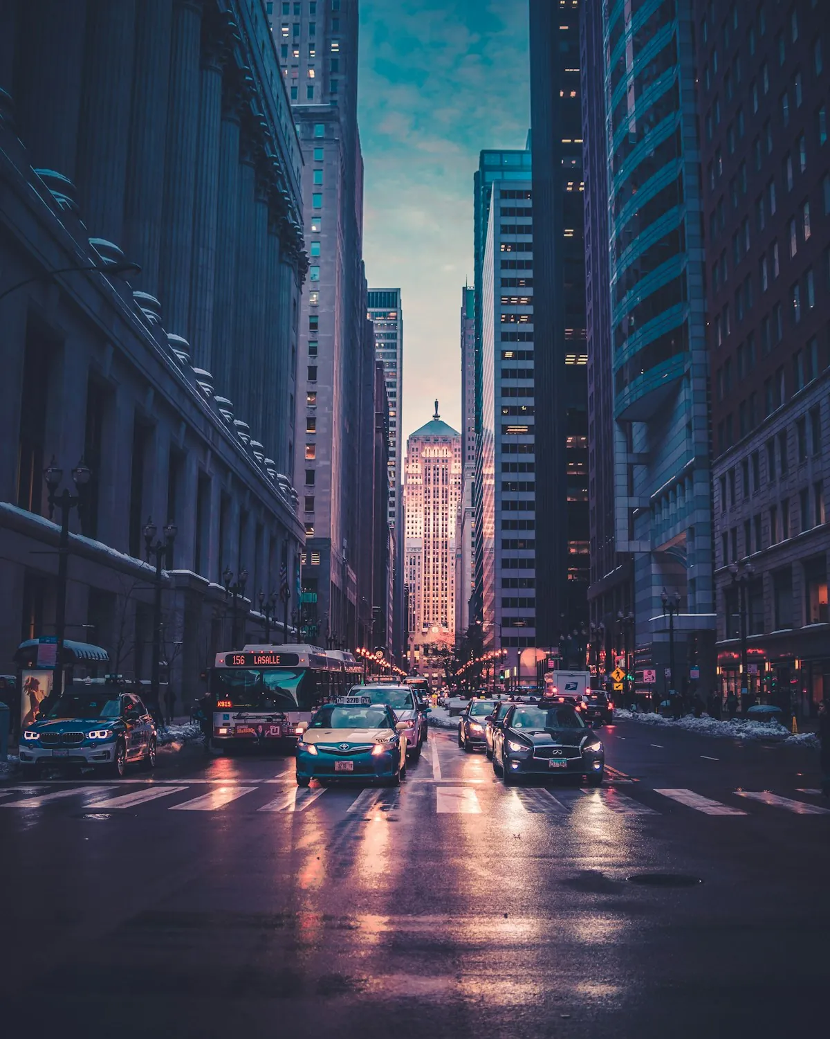 City street at night, cinematic mood