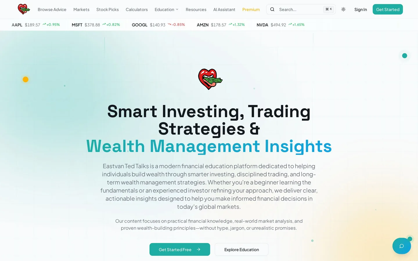 Eastvan Ted Talks. A financial education platform for smarter investing, trading and wealth building.