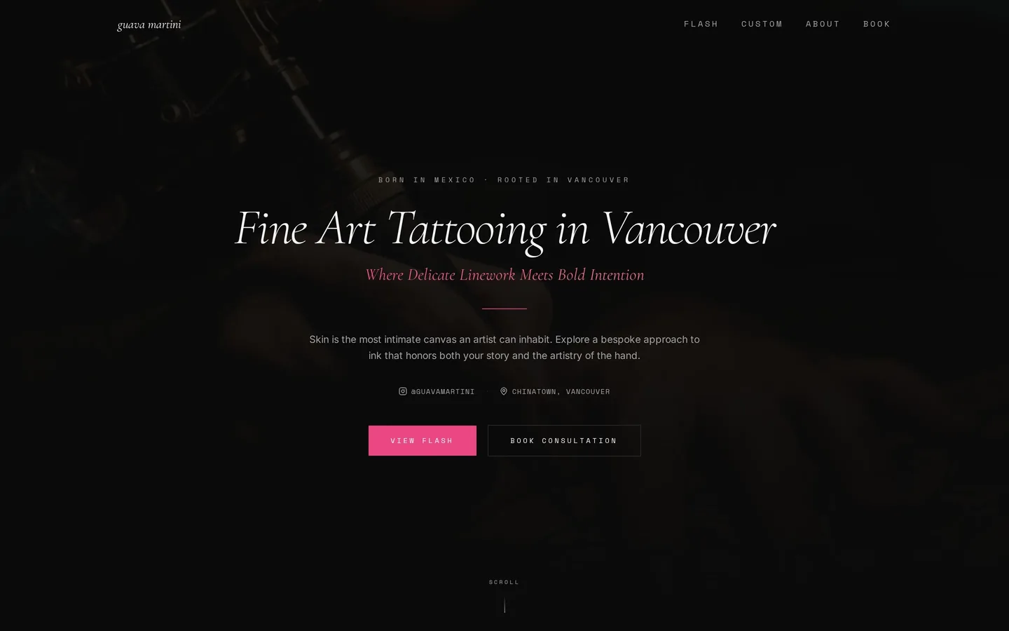 Guava Martini. Fine art tattooing in Vancouver. Born in Mexico, rooted on the West Coast.