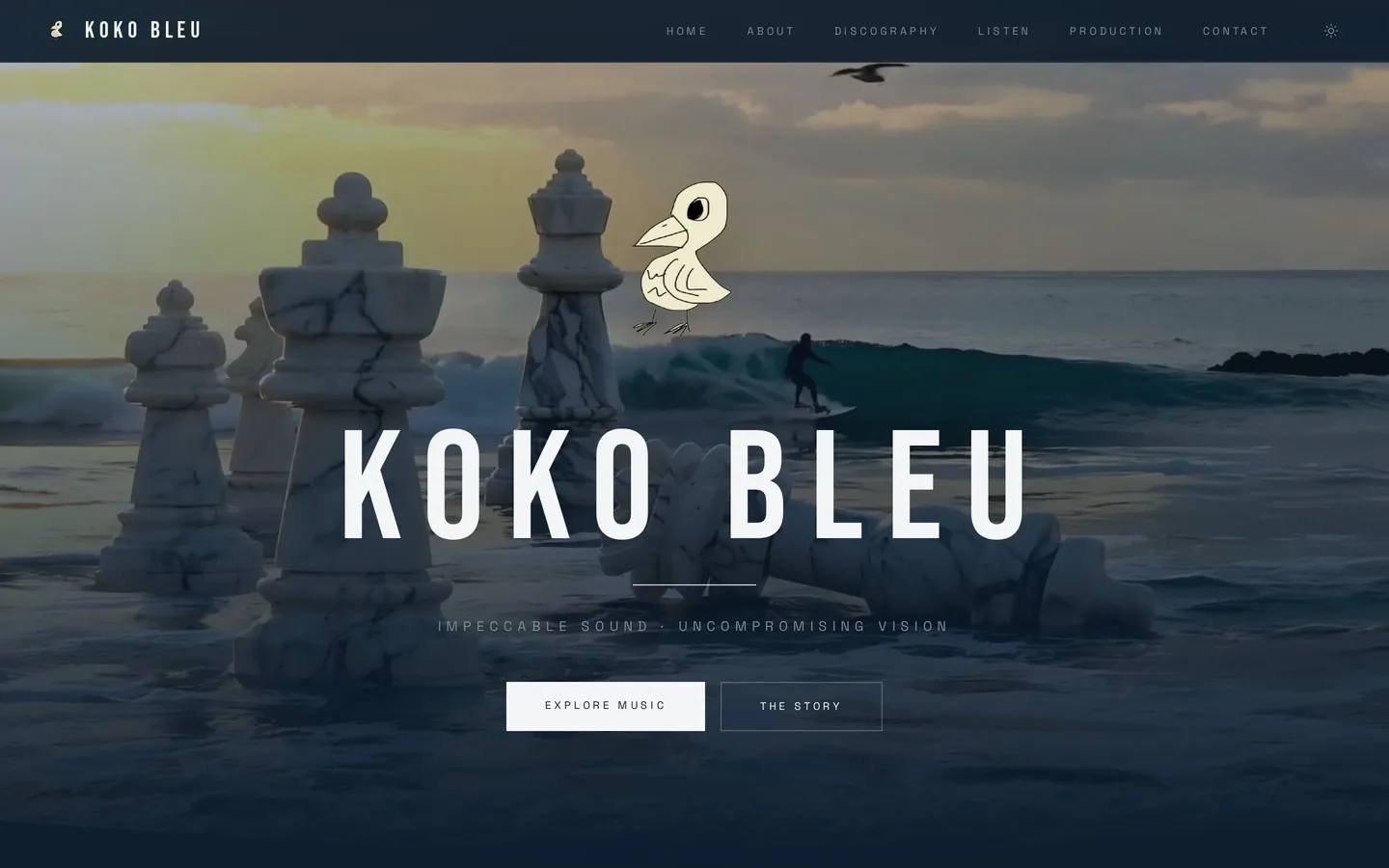 Koko Bleu. Artist platform for a producer-composer. Impeccable sound, uncompromising vision.