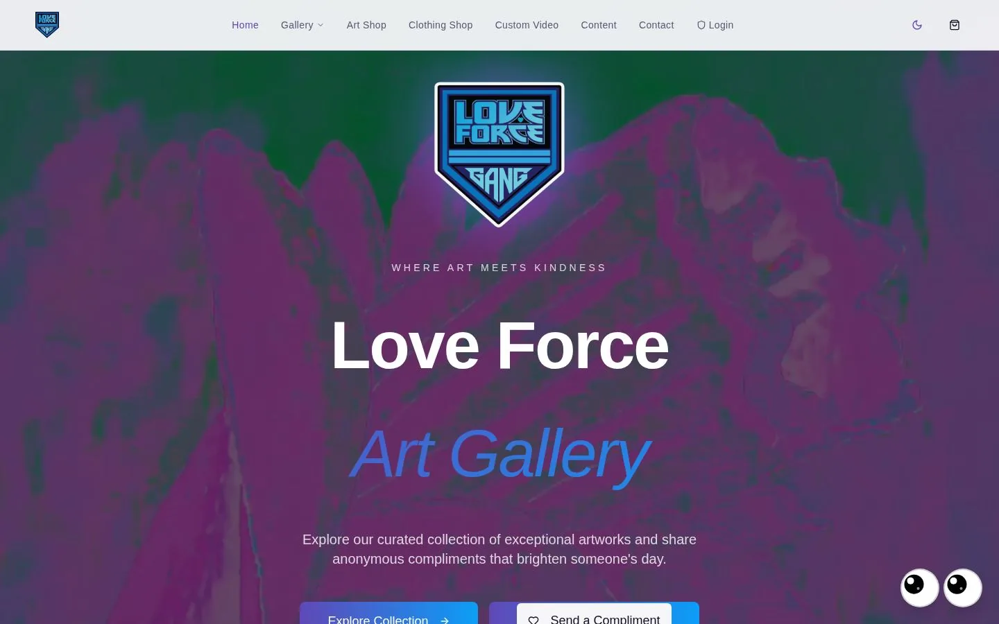 Love Force Love Gang. Art gallery, clothing shop & anonymous compliments community platform.